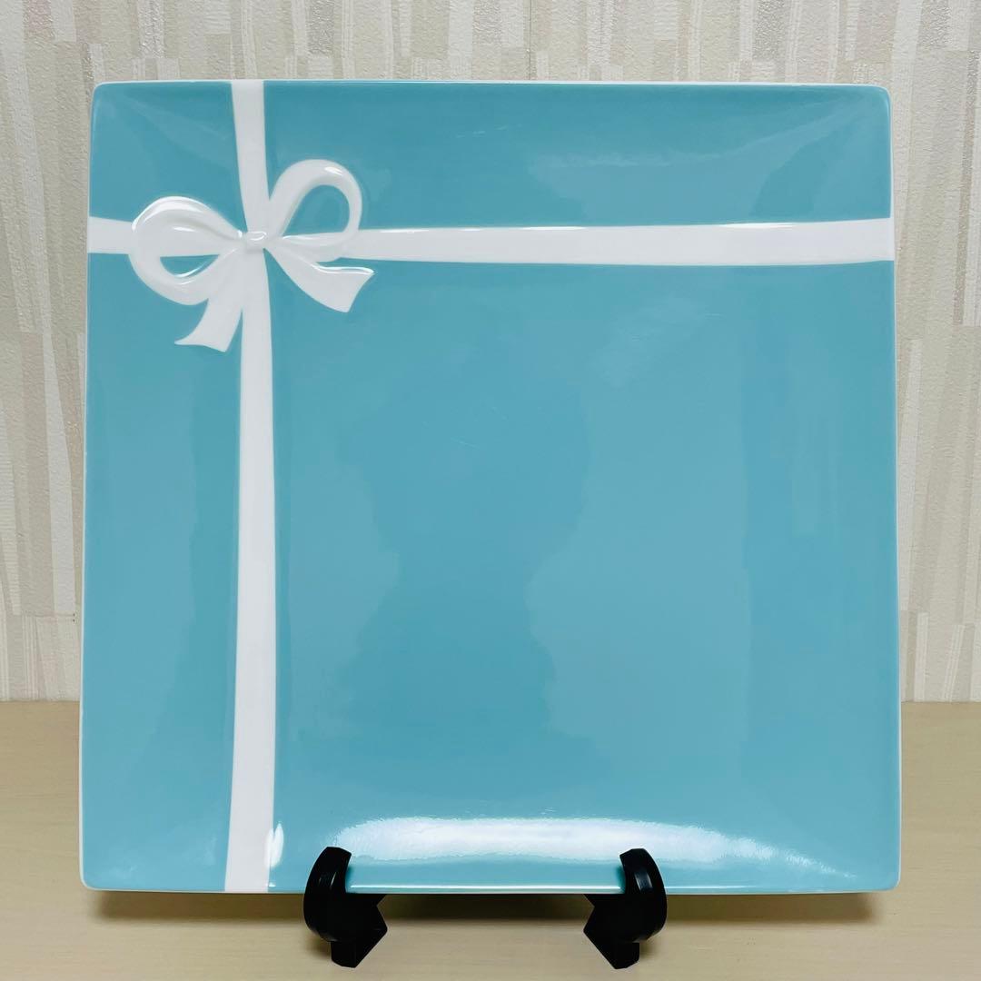 Tiffany ティファニー ブルーリボン スクエア プレート 皿 ペア ２枚
