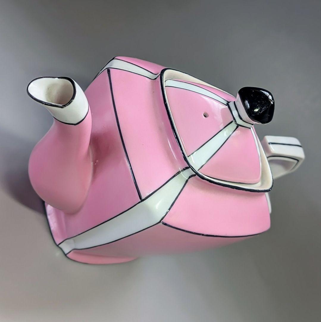 希少 オールドノリタケ アールデコ様式 ティーポット ピンク幾何学文
