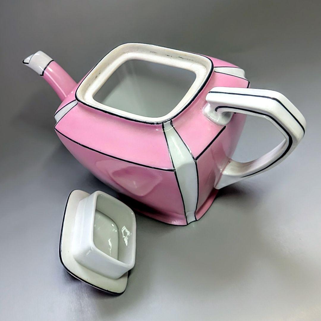 希少 オールドノリタケ アールデコ様式 ティーポット ピンク幾何学文