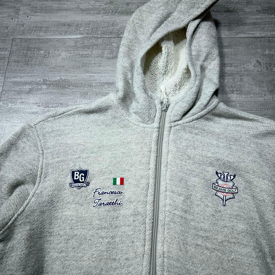 BEAMS GOLF ビームス ゴルフウェア ジップパーカー ロゴ グレー L