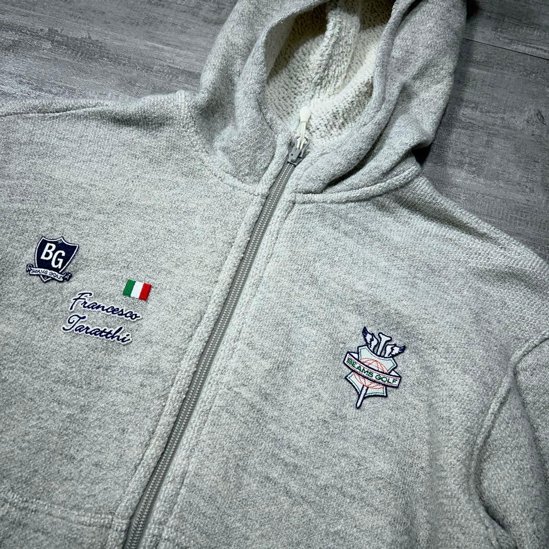 BEAMS GOLF ビームス ゴルフウェア ジップパーカー ロゴ グレー L