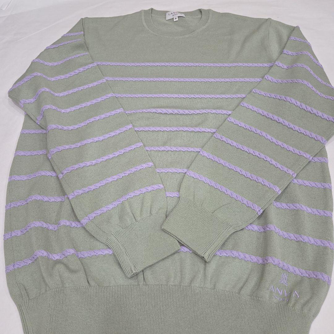 未使用タグ無LANVIN SPORT ラベンダー長袖ポロ40&綿春セーター 40