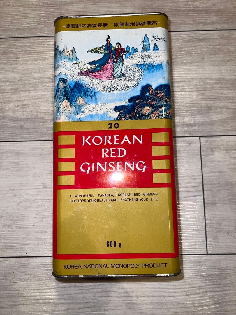 【未開封】高麗人参　細尾　紅蔘　韓国製　缶入り　600g