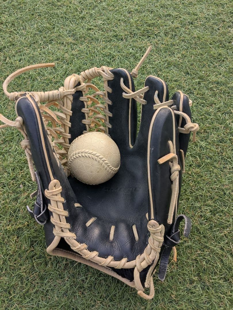 SSK 軟式野球グローブ 黒 レザー ボール付き