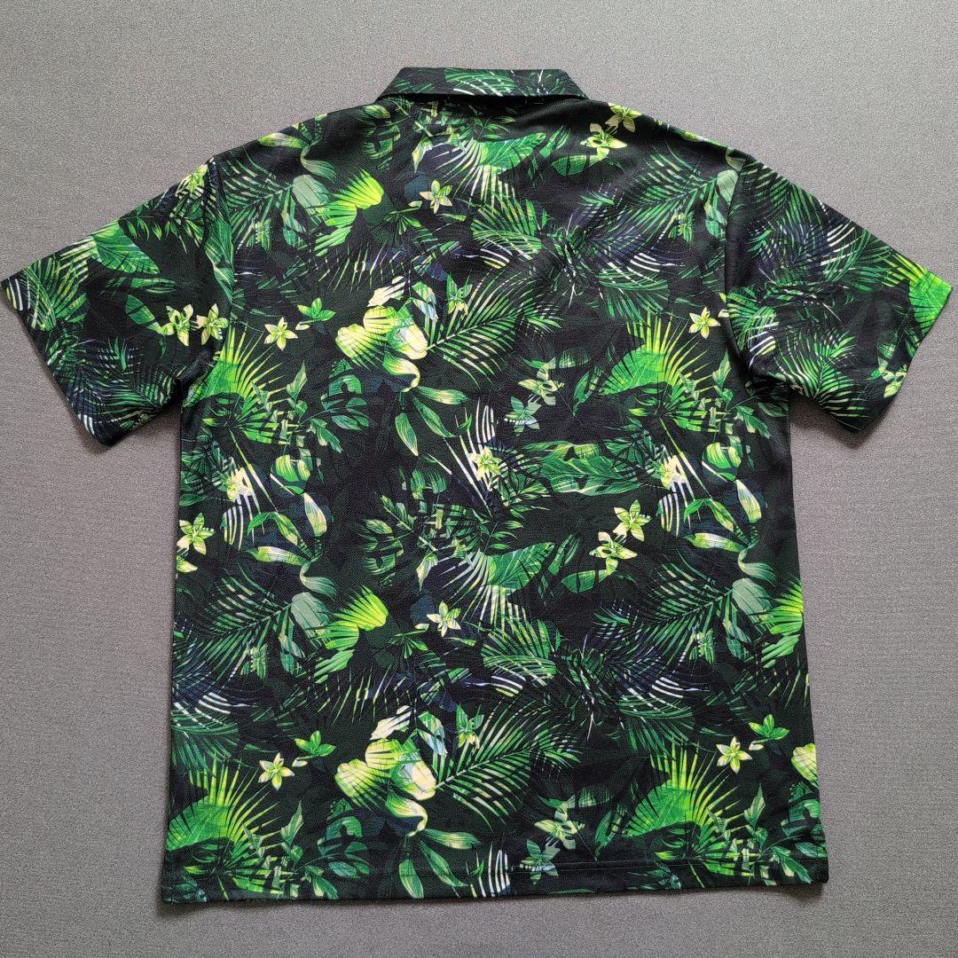 【極美品】ニューエラゴルフ　ラバーパッチロゴ　ボタニカル総柄ポロシャツ　XL