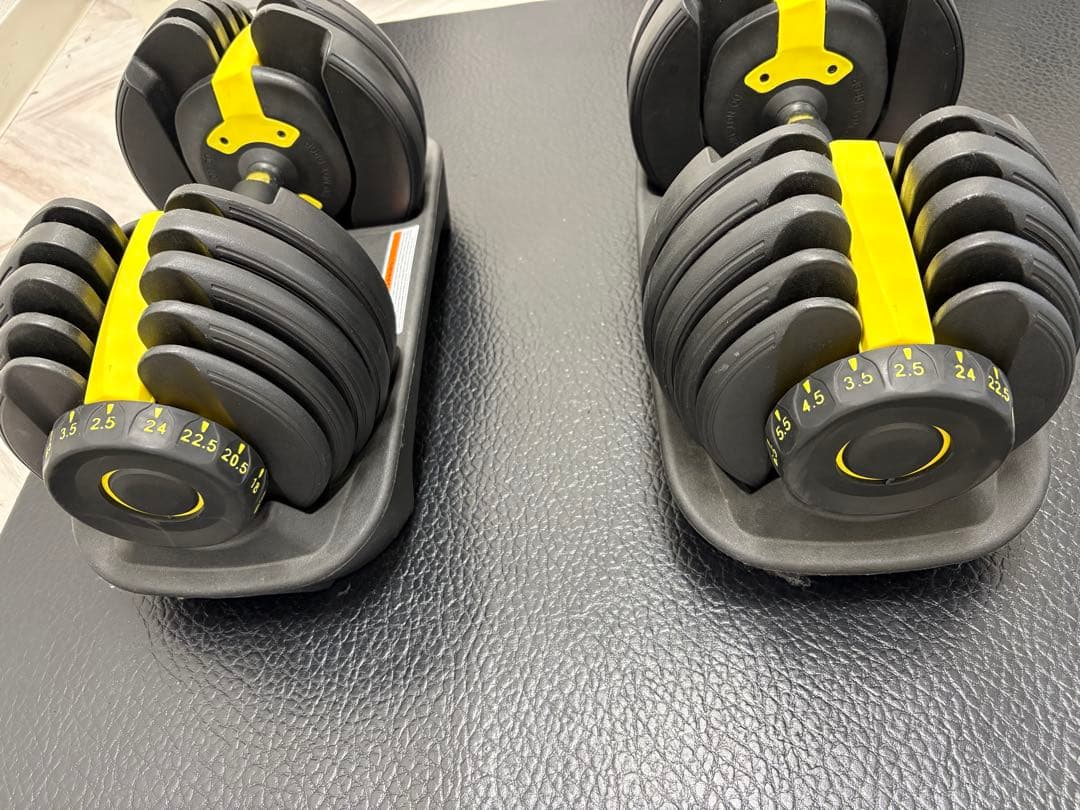 可変式ダンベル　2個セット　両手分(片手24kg) 合計48kg 黄色
