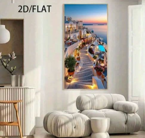 超巨大！ギリシャ サントリーニ島 風景画 高品質防水キャンバス アクリルプリント