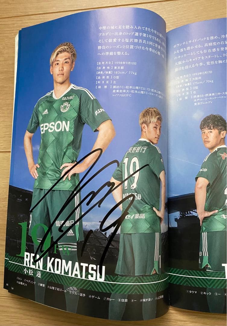 松本山雅FCオフィシャルイヤーブック2023 各選手のサインあり