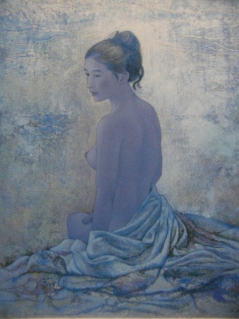高田明義、【いつかの風】、希少な画集画、新品高級額 額装付、状態良好
