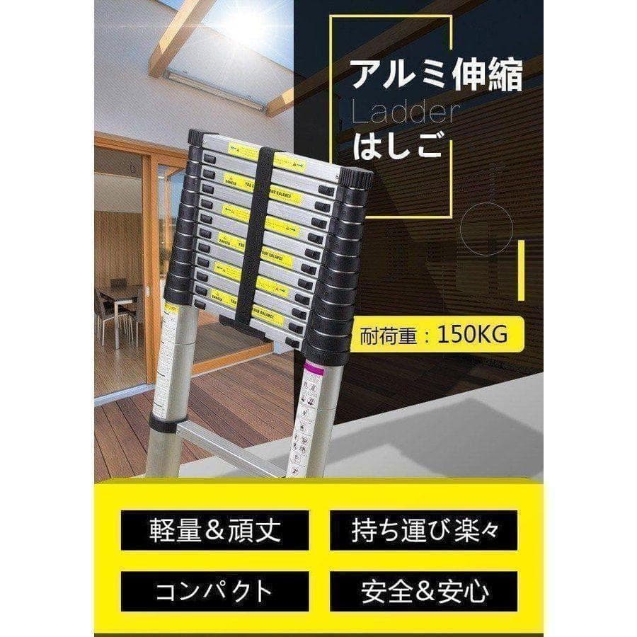 はしご 伸縮 2m ハシゴ 梯子 150kg 自動ロックスライド式 家庭用 54