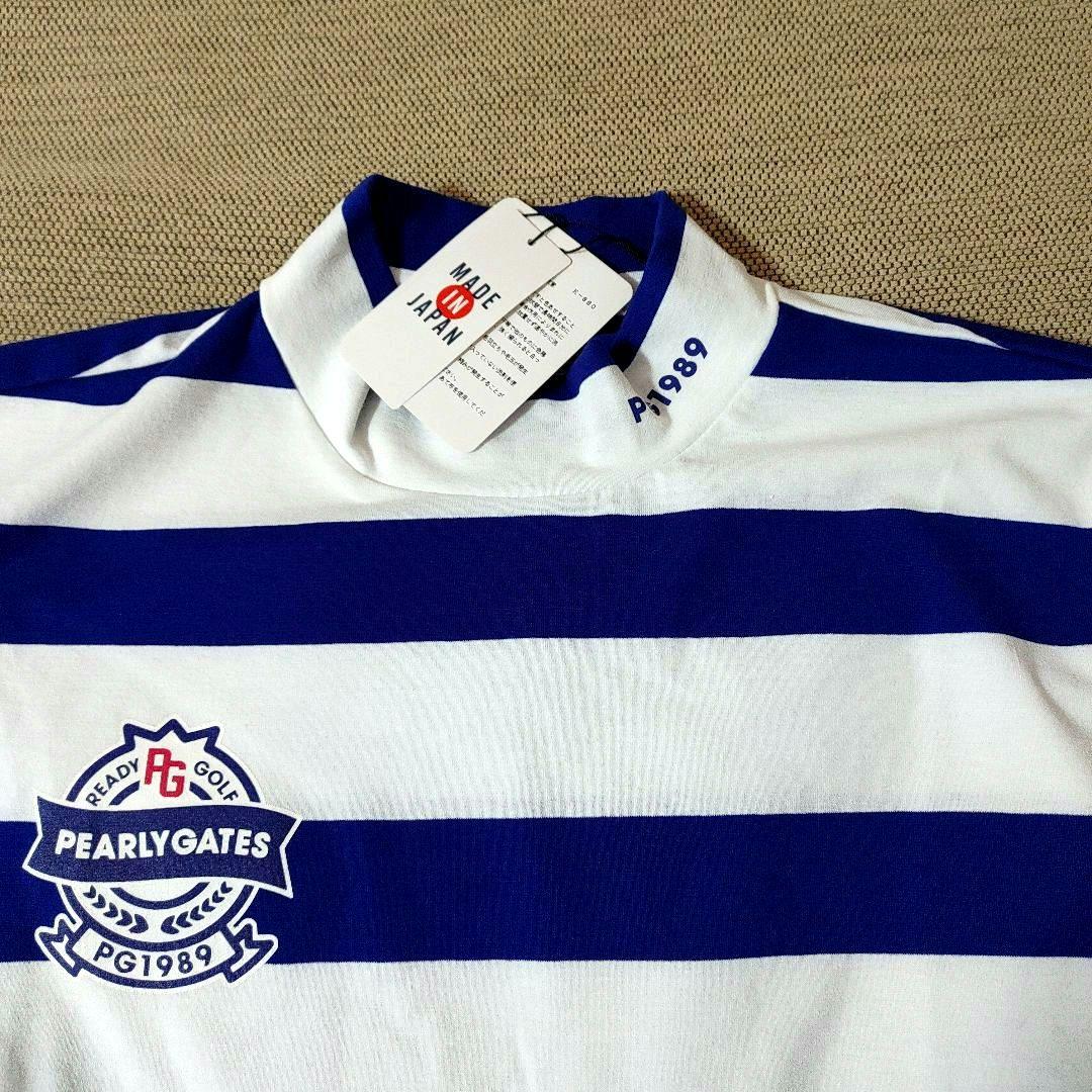 PEARLY GATES★パーリーゲイツモックネック★ブルー×ホワイト★新品★6