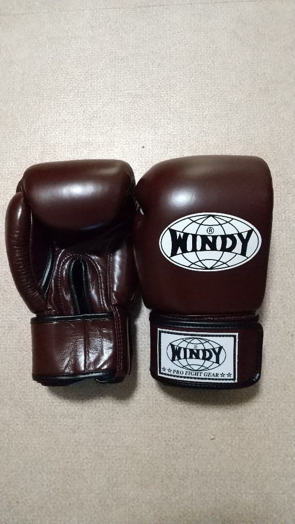 本革製WINDYボクシンググローブ 10oz マロン栗色 キックボクシング NP