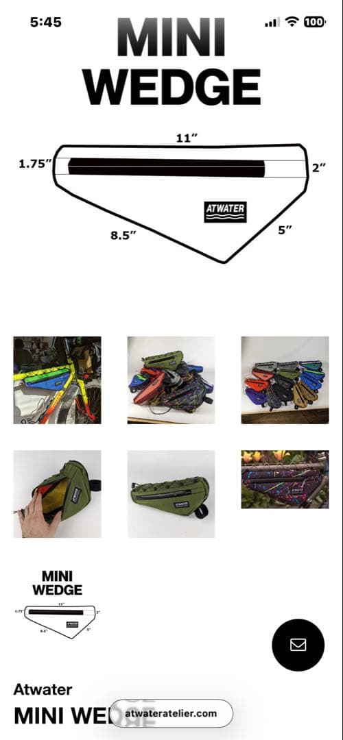 Atwater atelier製フレームバッグ MINI WEDGE