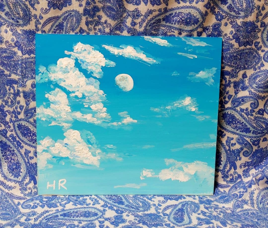 油絵 絵画【真昼の月】