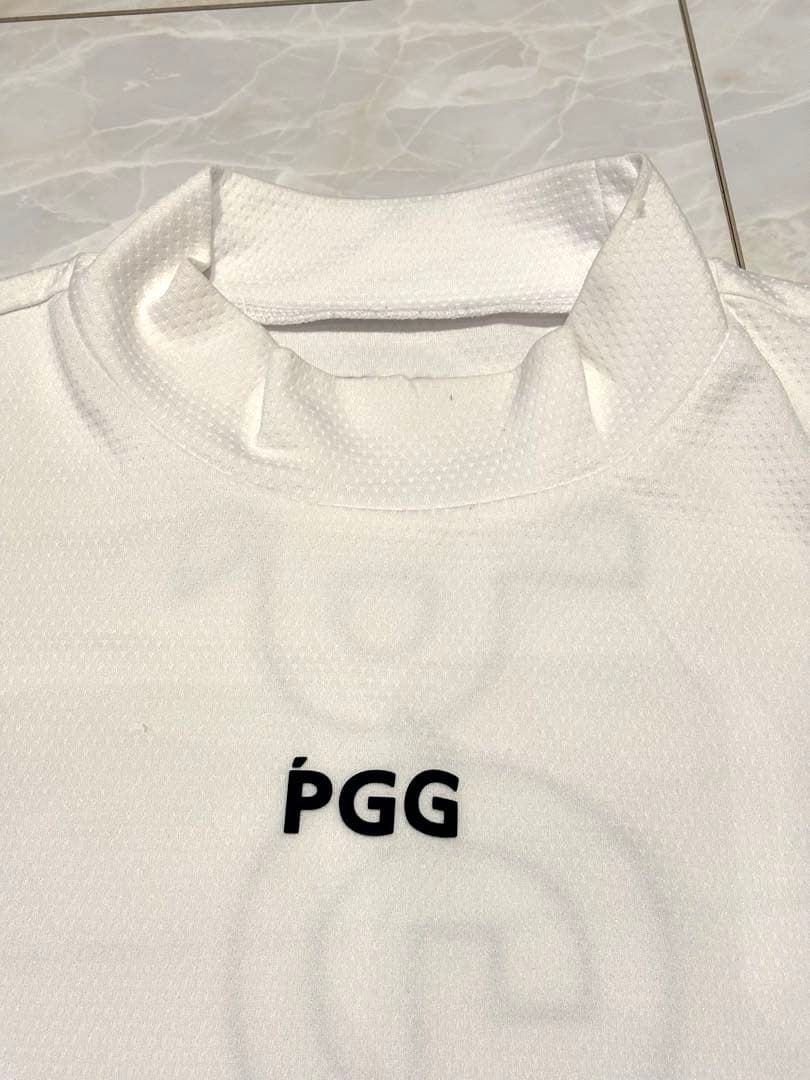 PGG 半袖モックネック　4 PEARLY GATES ホワイト×ネイビー