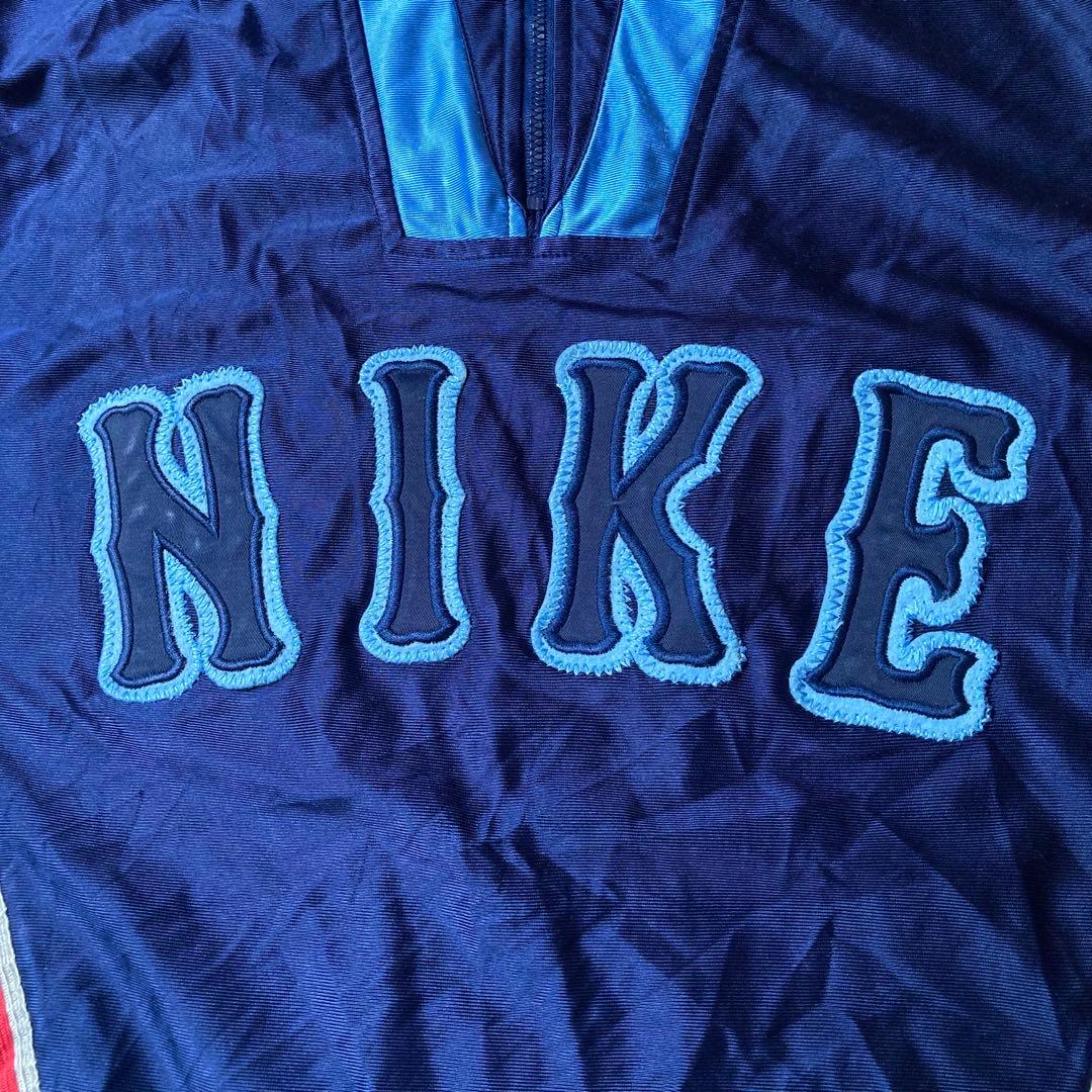 90s NIKE ハーフジップ ゲームシャツ 刺繍ロゴ フットボール USA