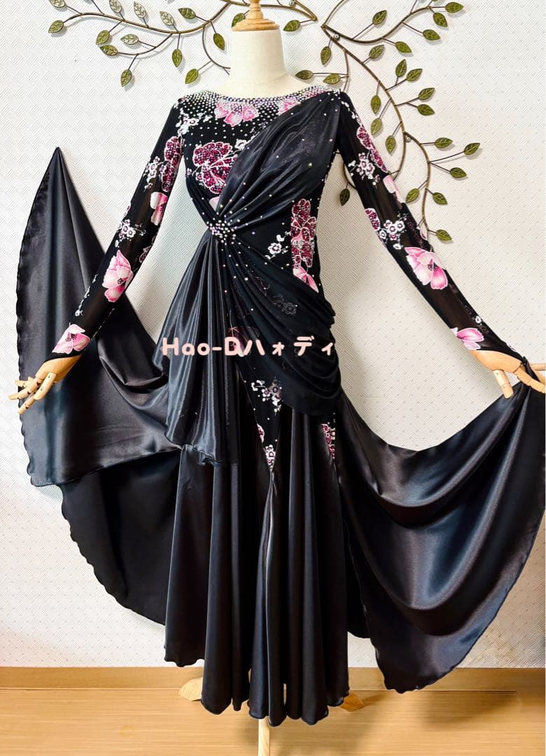新品★スムース★パソ★スタンダード★社交ダンス★パーティー★和風花柄★SM