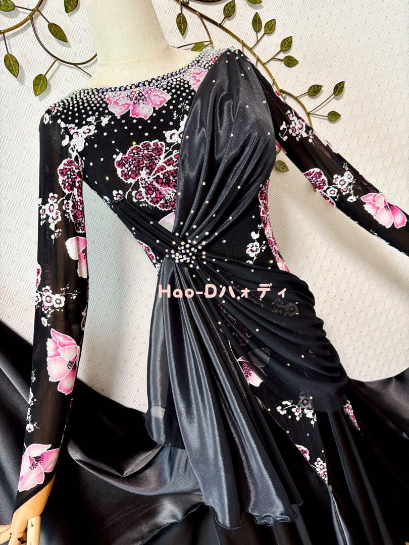 新品★スムース★パソ★スタンダード★社交ダンス★パーティー★和風花柄★SM