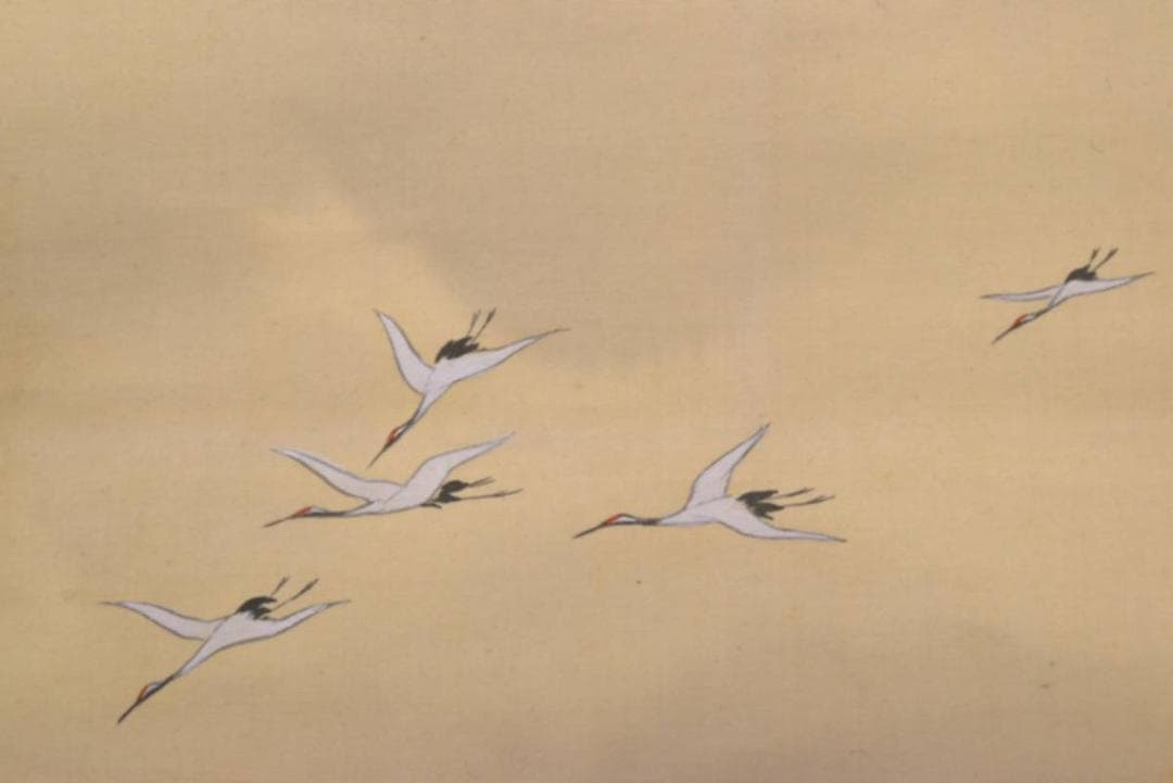 【真作】今井松窓/蓬莱山図/明治後期から昭和初期/掛軸/名家伝来/AA-445