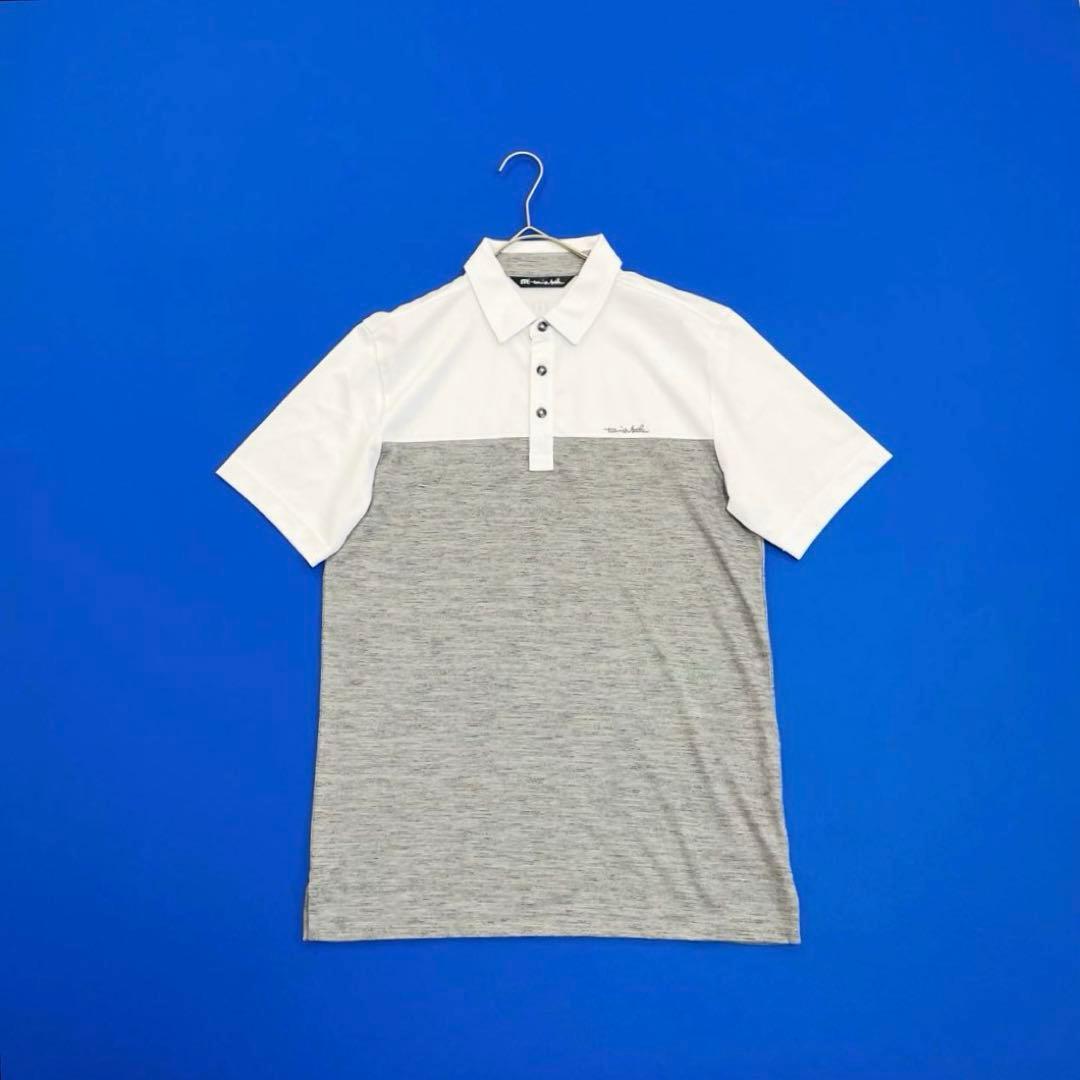 トラヴィスマシュー　半袖ポロシャツ　M ホワイト&グレー系　バイカラー