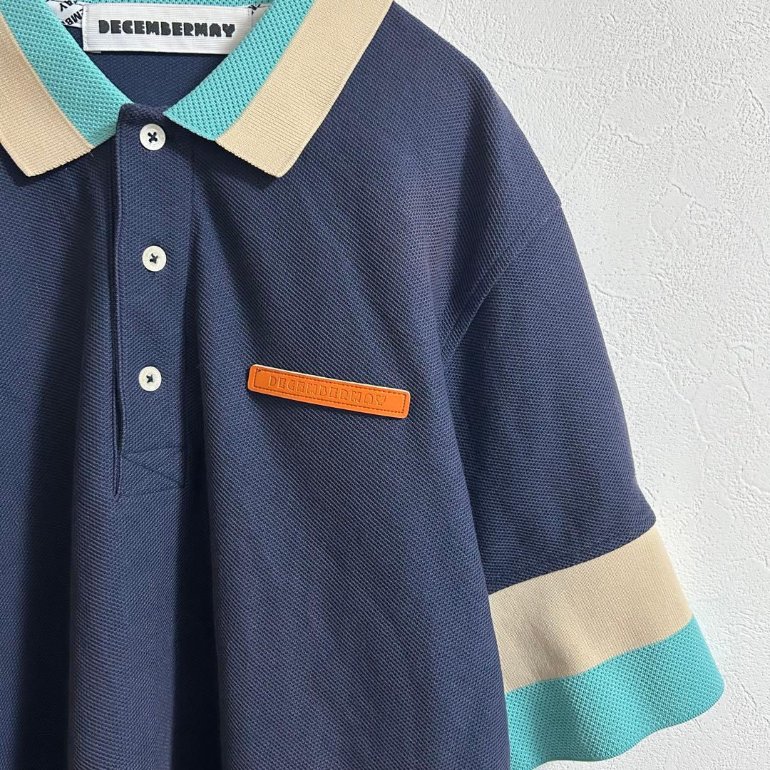 美品　ディセンバーメイ　ポロシャツ　半袖　ゴルフ　バイカラー　ロゴ　メンズ　XL