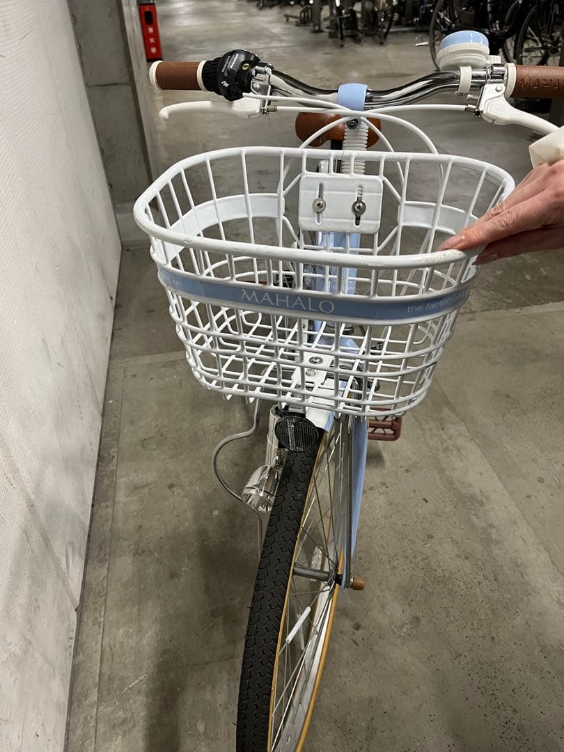 （直接お渡し希望）MAHALO 子供用自転車 水色 前面バスケット付き