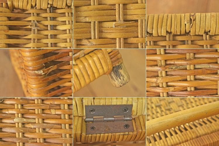 ラタン ランドリー バスケット 小振り 蓋付き脱衣かご 籠 ラック 籐家具 収納