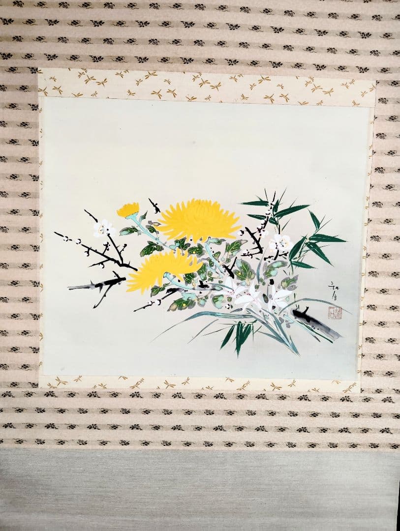 掛軸　耕石　四季の草花