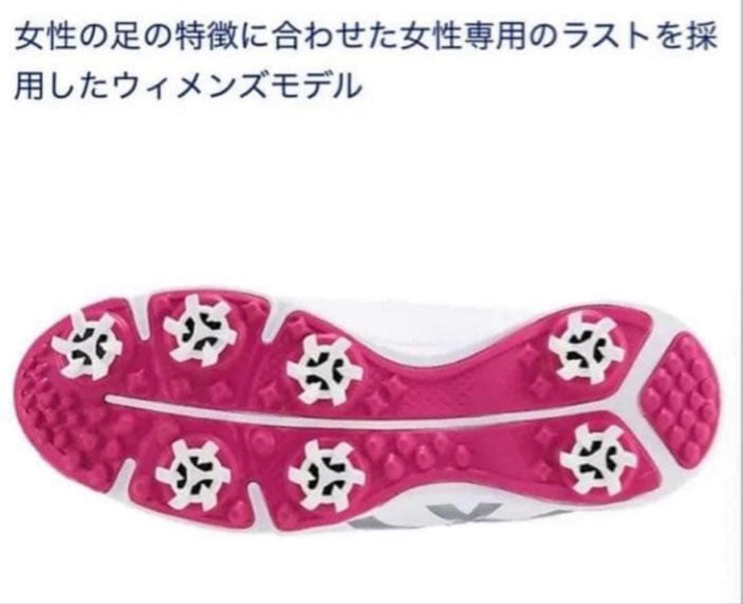 アシックスasics ゴルフシューズ ホワイト/ピンク　ボア24.5cm