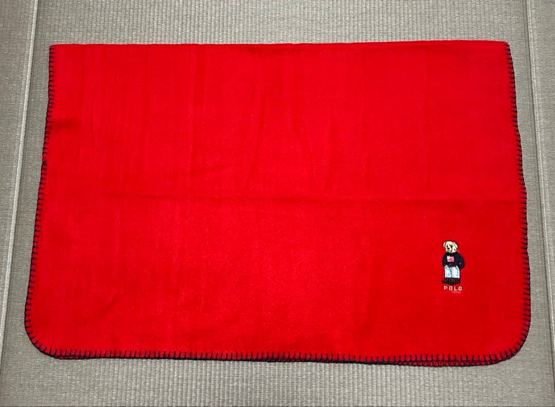 《新品》ラルフローレン フリースブランケット ポロベア 膝掛け 赤