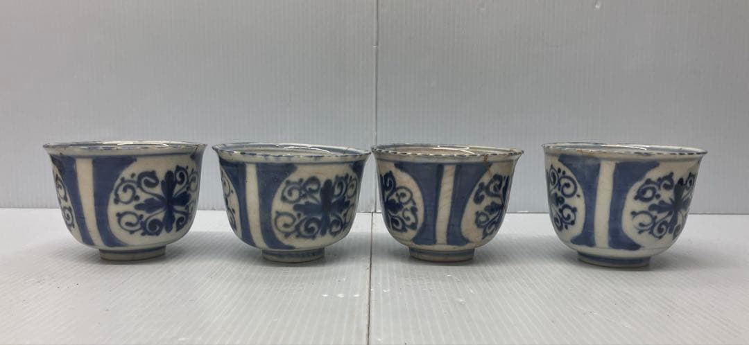 【骨董】古伊万里 染付 蕎麦猪口 4客セット 江戸〜明治 時代物