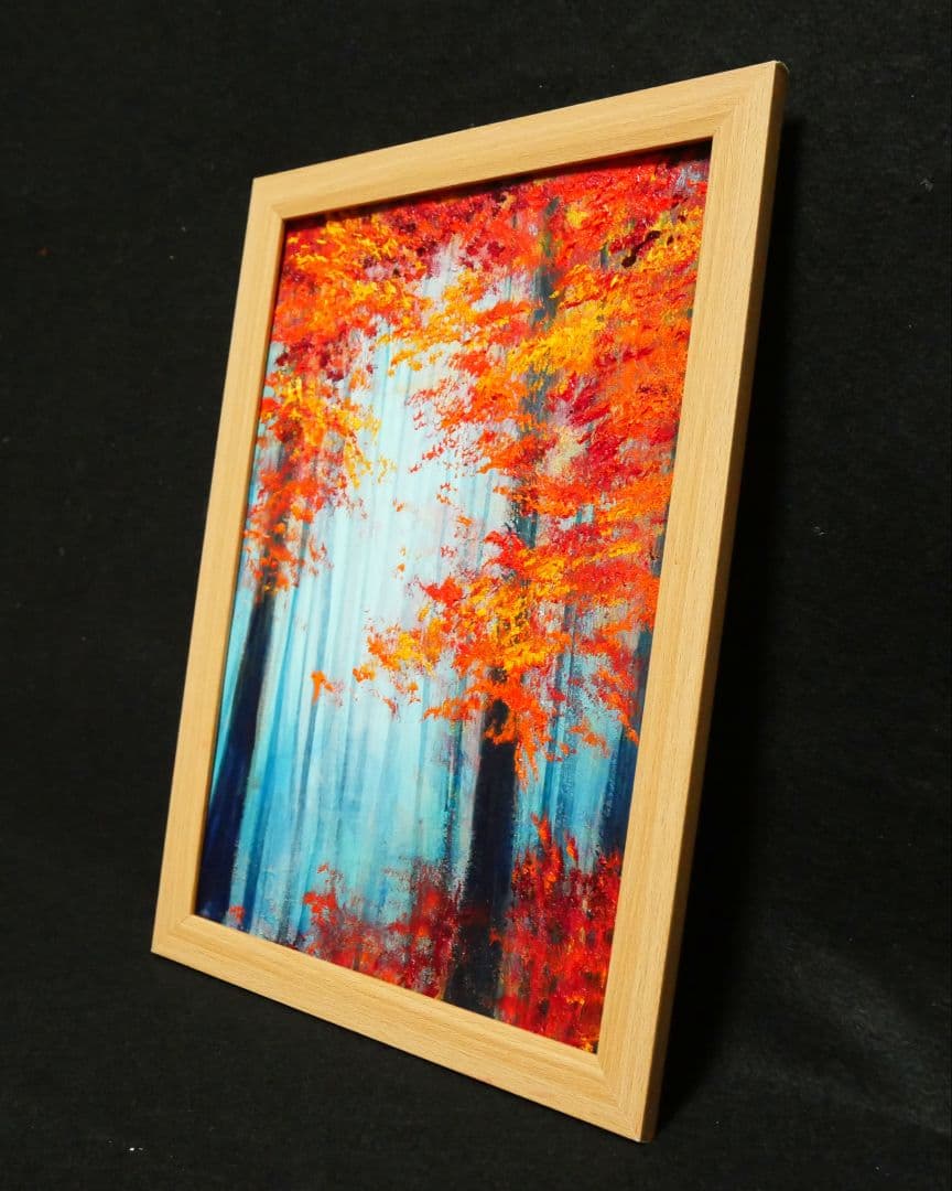 油絵 絵画 【夜の紅葉】