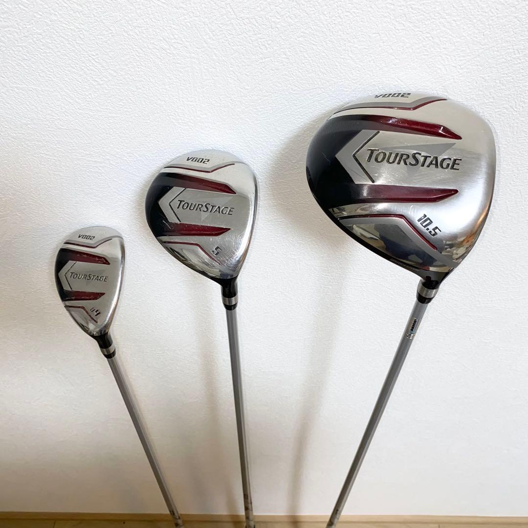 良品☆TOURSTAGEゴルフクラブ フルセット☆メンズ初心者キャディバッグ付S