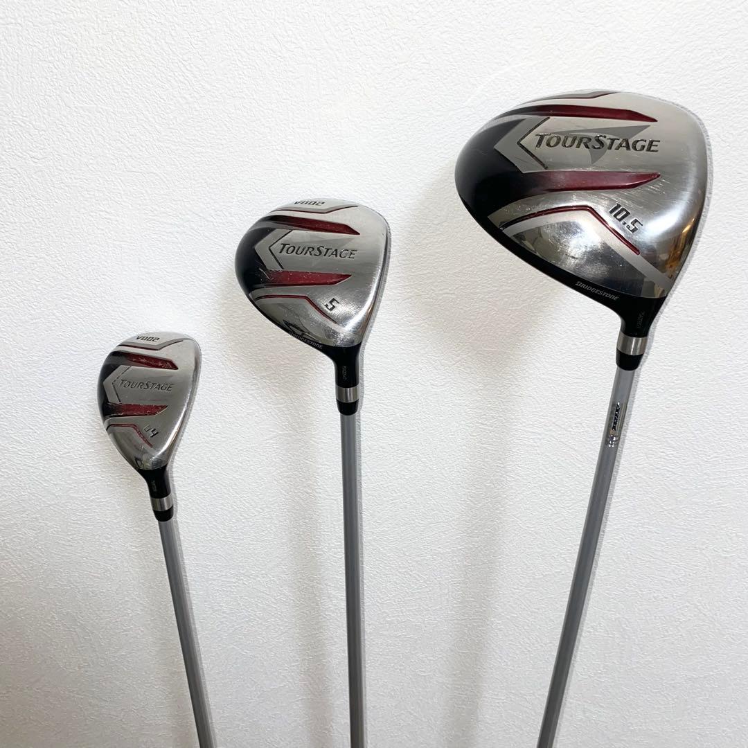良品☆TOURSTAGEゴルフクラブ フルセット☆メンズ初心者キャディバッグ付S