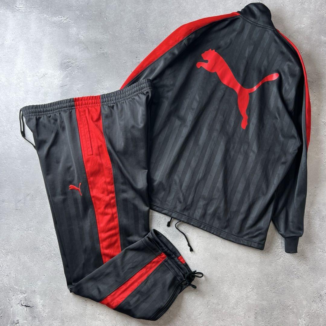PUMA　プーマ　ジャージ上下　黒×赤　プージャー　プージャ　M・L（説明）