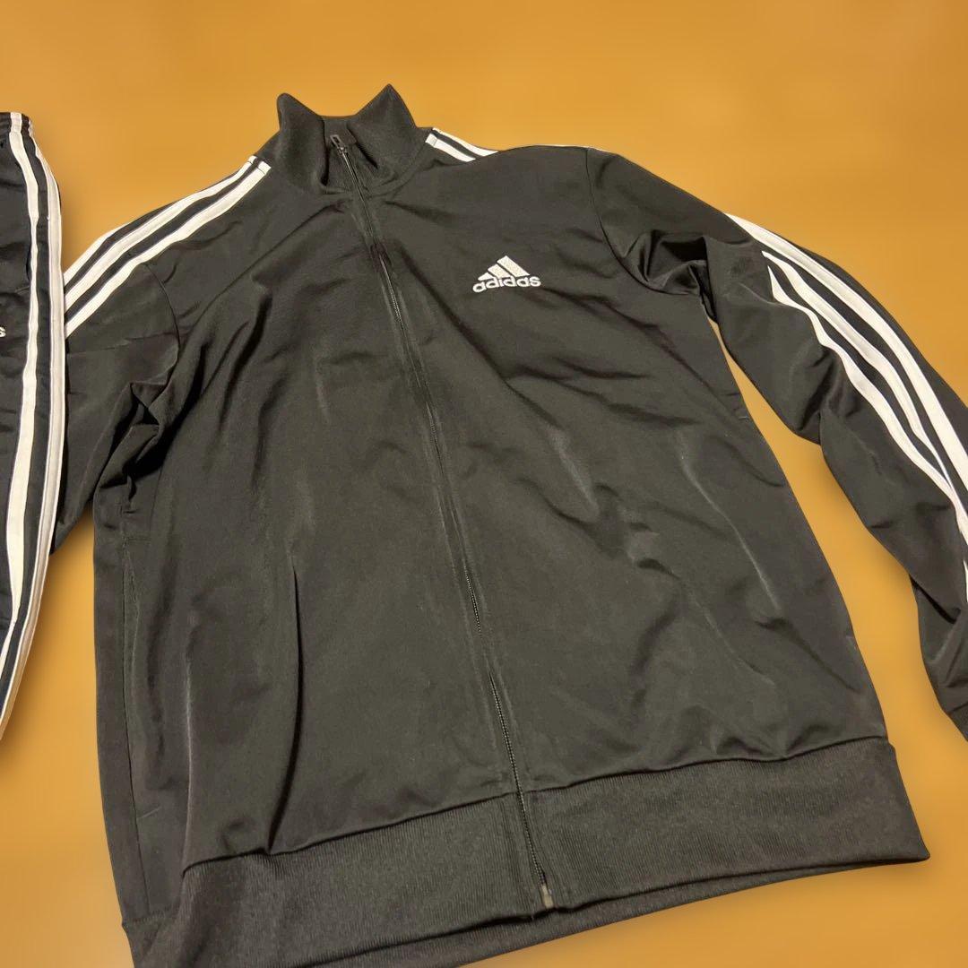 adidas ジャージ上下セット 黒 ストライプ　M