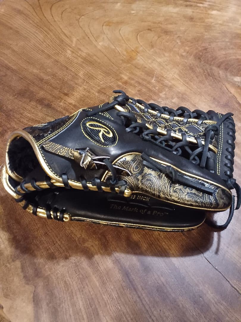 Rawlings 軟式グローブ 13インチ 黒/金 外野手用 ペイズリー柄
