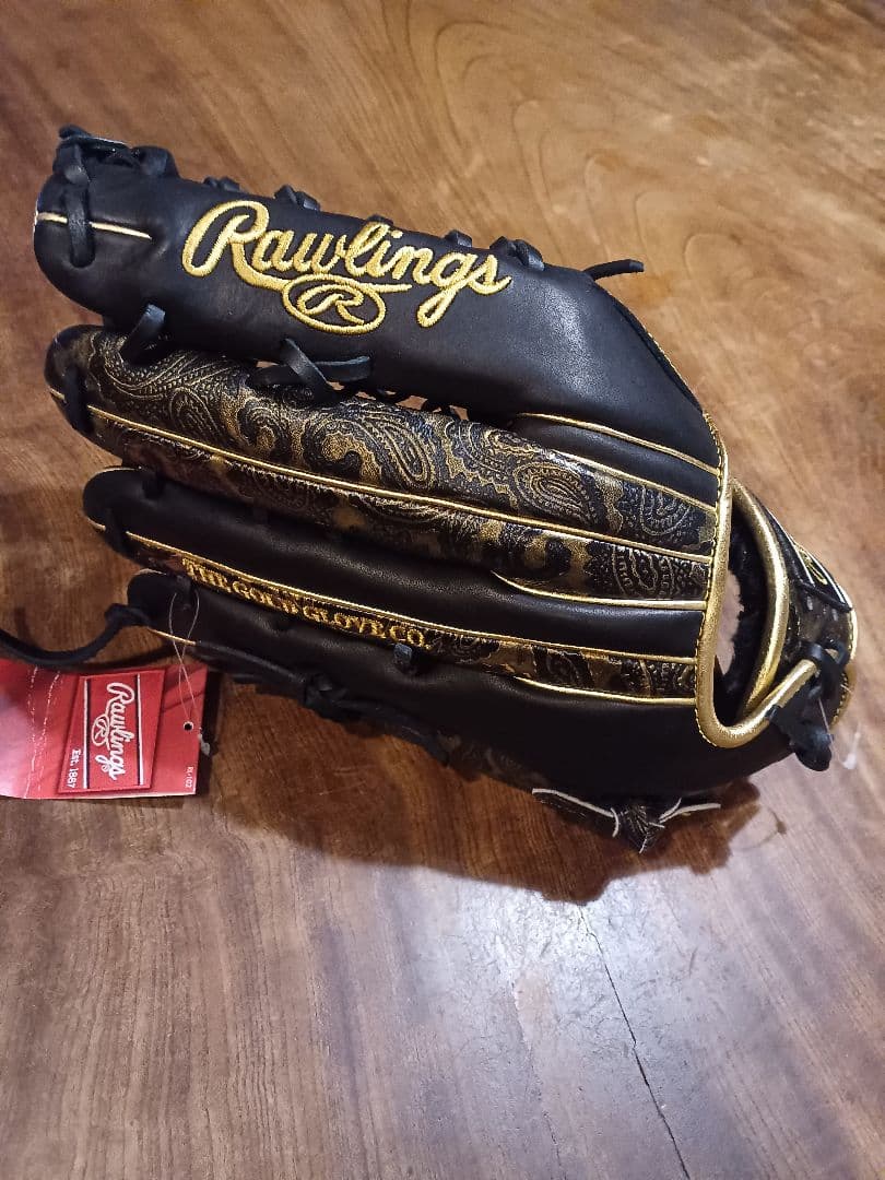 Rawlings 軟式グローブ 13インチ 黒/金 外野手用 ペイズリー柄