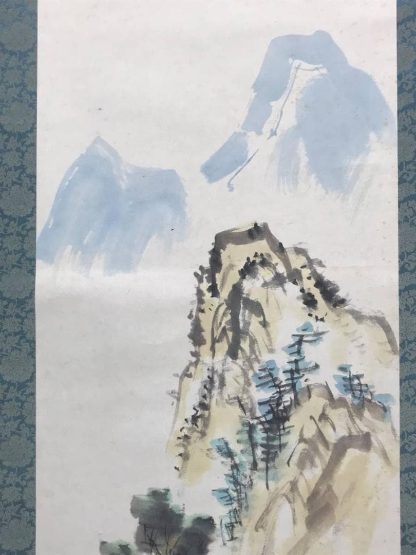 【真作】太田章太郎/山水釣人図/山水図/釣人図/掛軸/名家伝来/AC-274