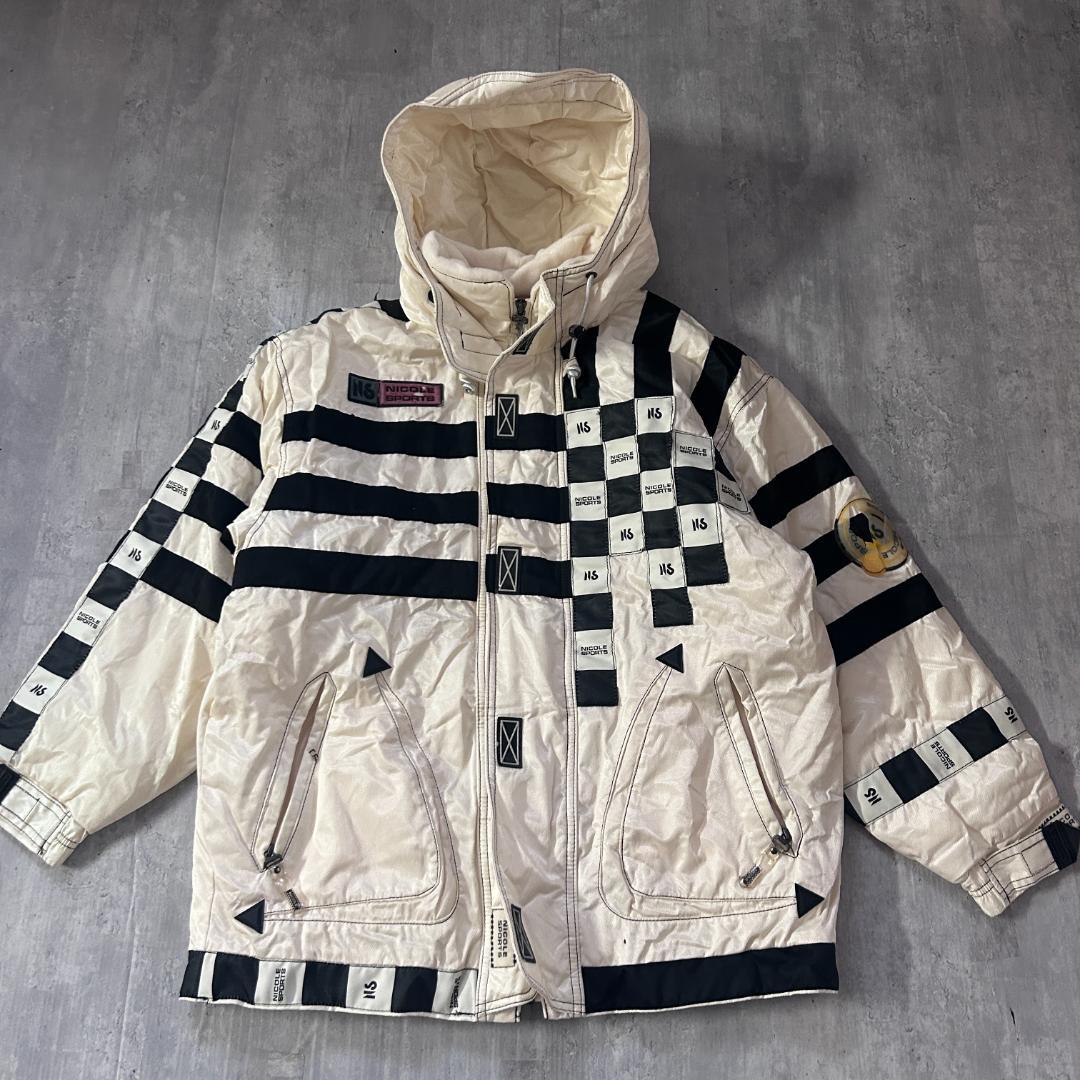 C738 良品 NICOLE SPORTS スキーウェア 上下 M 白 レトロ