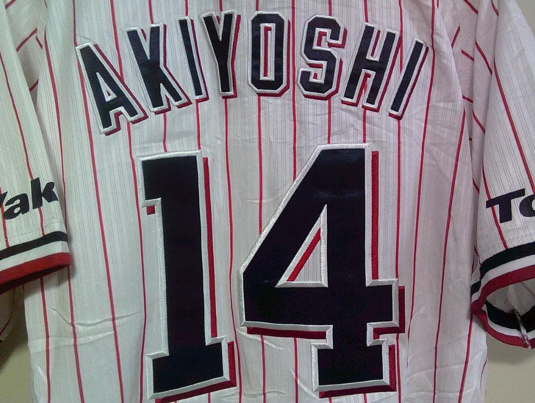 白赤M◎球魂２０１７東京ヤクルトスワローズYakult秋吉１４番ユニフォーム刺繍