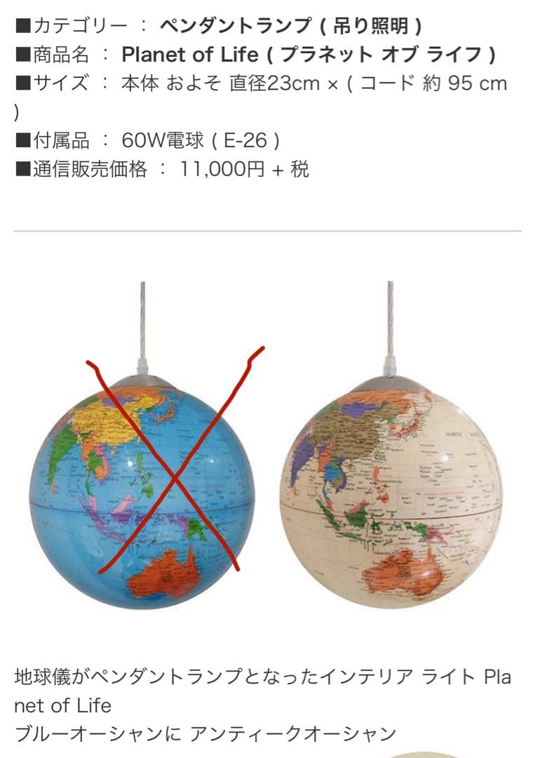 Planet of Life プラネット オブ ライフ 地球儀　ペンダントライト