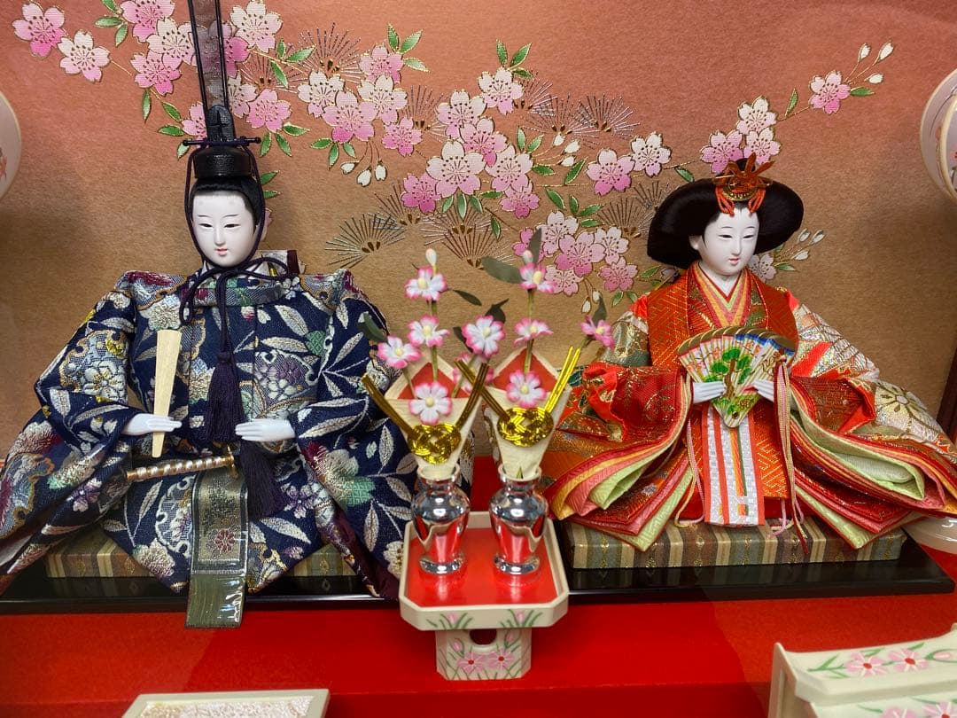東京久月　雛人形ガラスケース入り親王飾り・間口約６１×奥行約３４×高さ約３７㎝