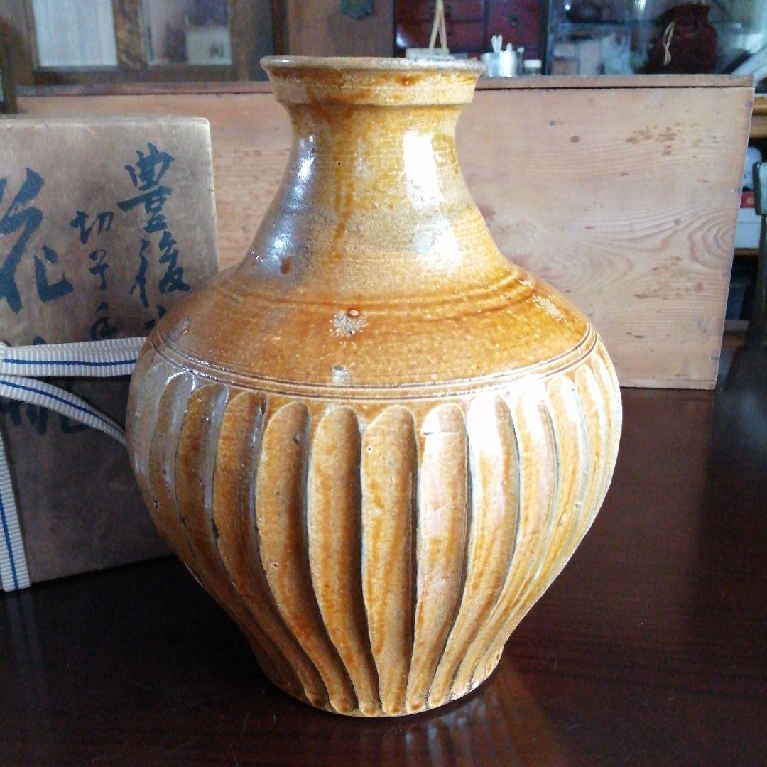 古小鹿田焼　切子手花瓶　25cm　江戸中期〜後期