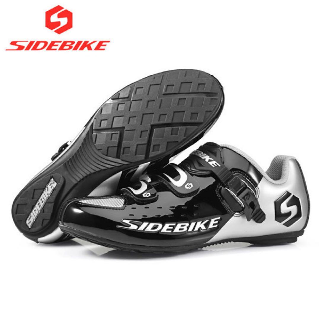 新品美品未使用 サイクリングシューズ ブラックシルバー23.5