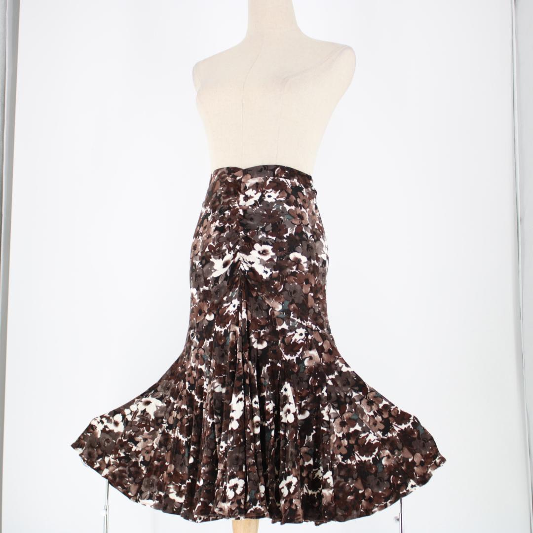 【美品 日本製 社交ダンス衣装】ブラウン CHACOTT スカート 花柄