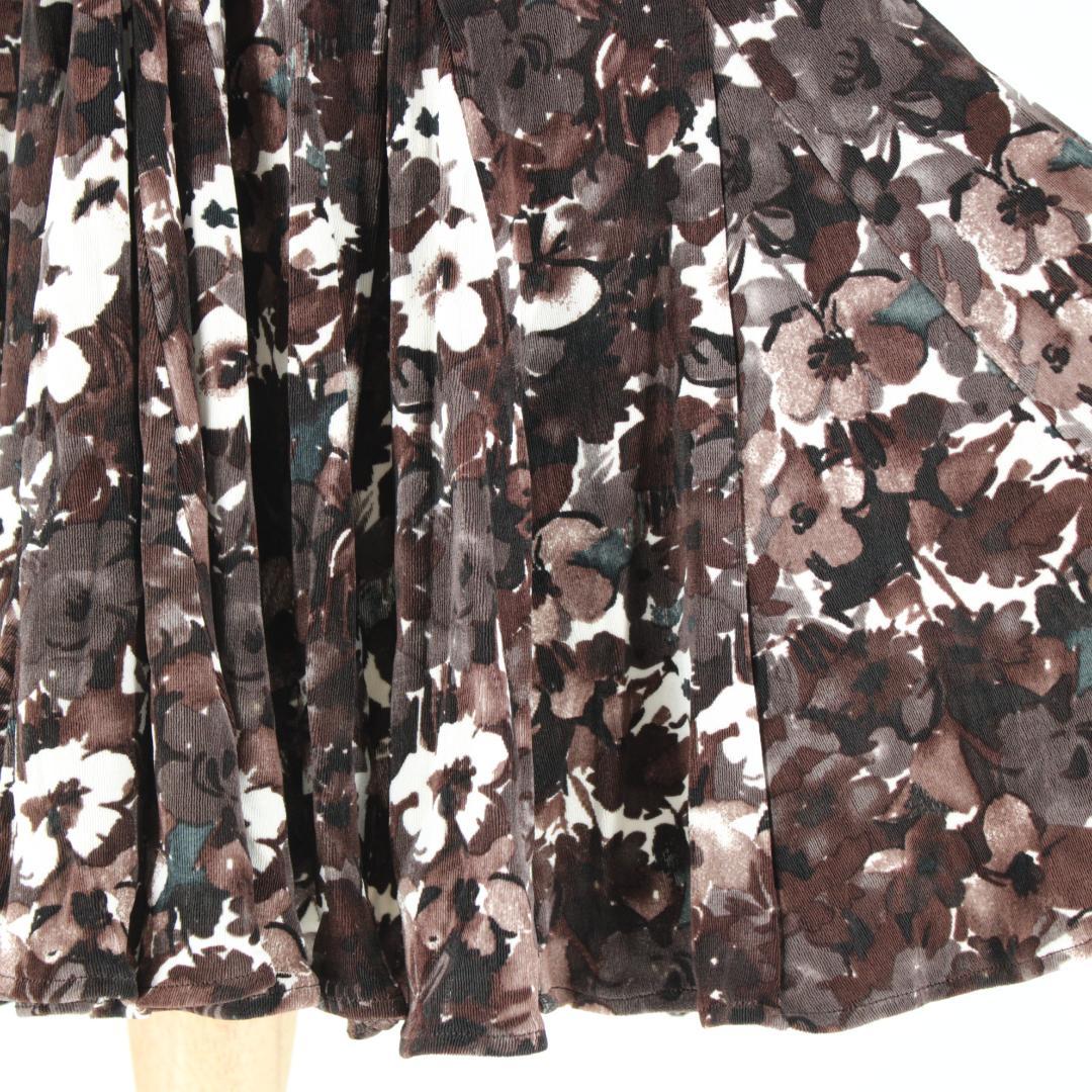 【美品 日本製 社交ダンス衣装】ブラウン CHACOTT スカート 花柄