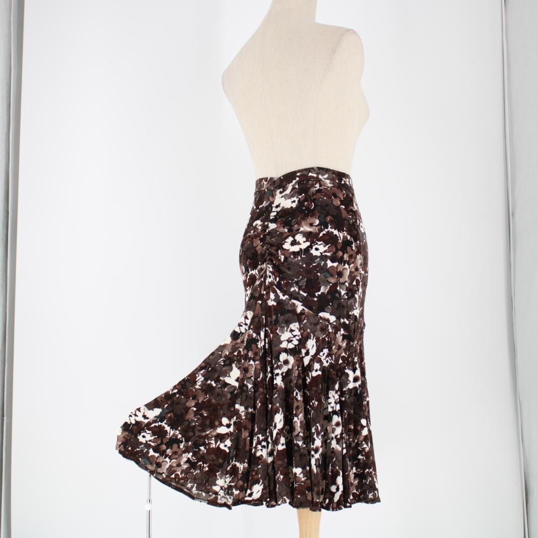 【美品 日本製 社交ダンス衣装】ブラウン CHACOTT スカート 花柄