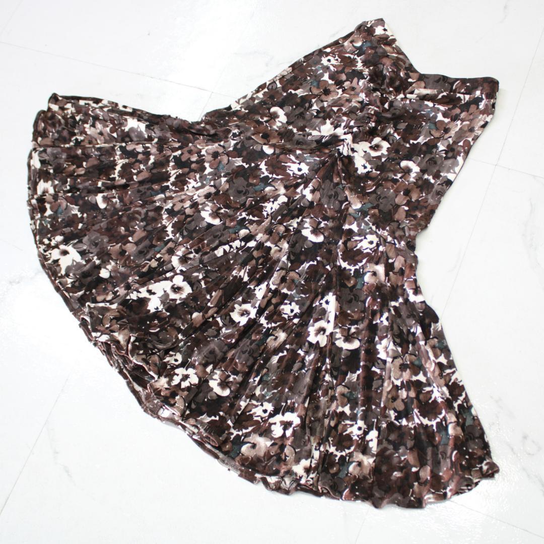 【美品 日本製 社交ダンス衣装】ブラウン CHACOTT スカート 花柄