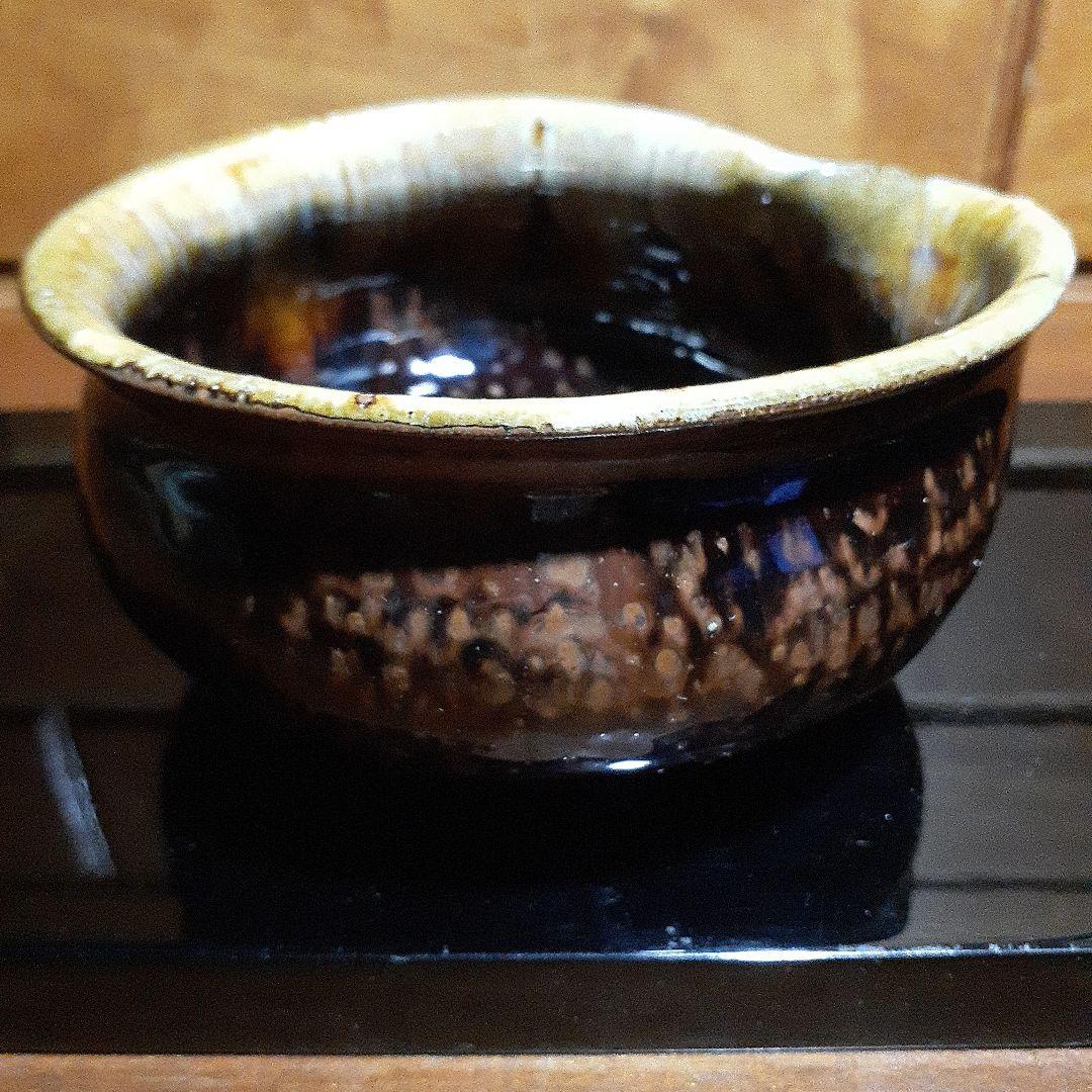 小石原焼 斐山窯 茶色と黒のグラデーションの片口陶器の器